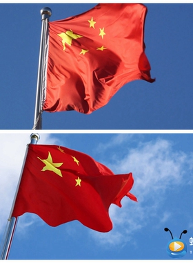 S1310  实拍五星红旗 蓝天白云 旗帜迎风飘扬 视频素材
