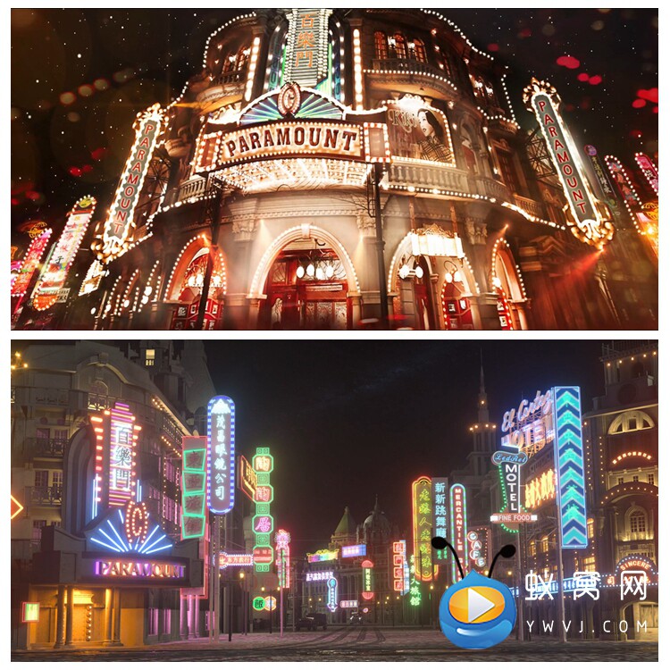 s5590《夜上海》老上海复古百老汇街道 节目 led大屏背景视频素材