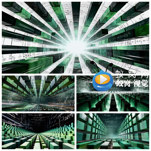 S7232国风3D 数学函数公式 街舞国潮 数学 节目演出背景视频素材