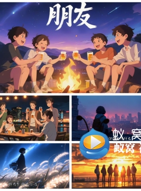 S6610《朋友》伴奏+歌词 励志毕业校园青春 歌曲MV 背景视频素材