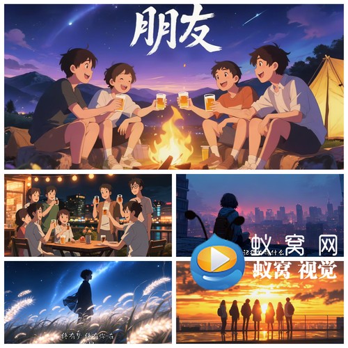 S6610《朋友》伴奏+歌词 励志毕业校园青春 歌曲MV 背景视频素材