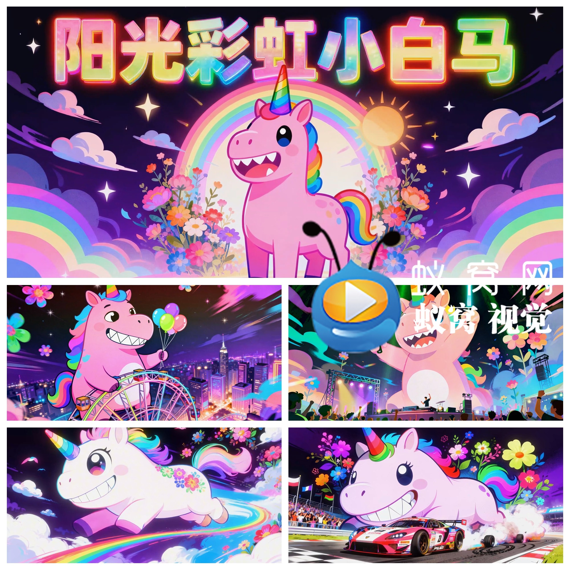 S7244《阳光彩虹小白马》卡通动感欢快 唱跳节目演出背景视频素材,商务/设计服务,设计素材/源文件,淘宝优惠券,粉丝福利购,淘宝优惠卷