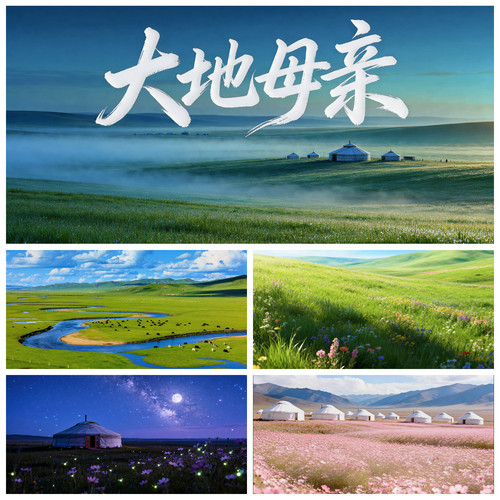 S7354《大地母亲》伴奏 蒙古歌曲舞蹈 唯美大草原 背景视频素材