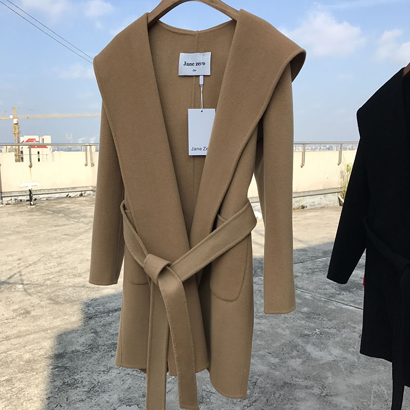 超赞羊绒小个子浴袍连帽大衣定制