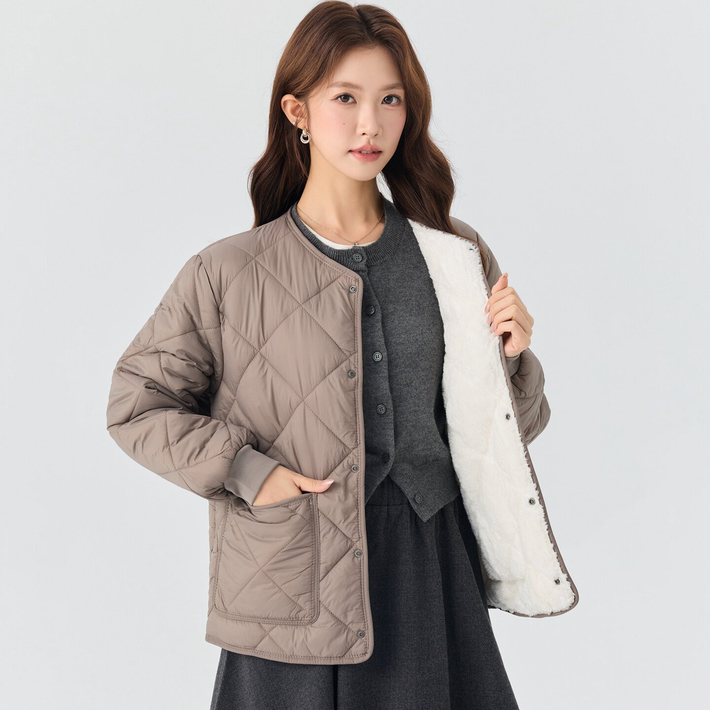羊羔绒棉衣女加绒保暖棉服