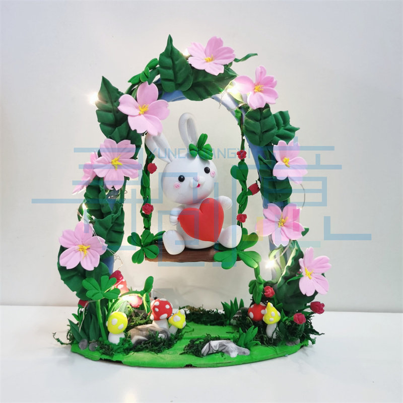 秋千摆件白胚超轻粘土底板diy寻创意美术手工材料库装饰材料包