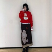 奢定SHX 2026年早新甜美可爱风卡通印花半身裙女长裙半身裙