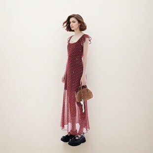 【上新】商场同款2025夏季新款安可拉红波点摩登长裙子女连衣裙