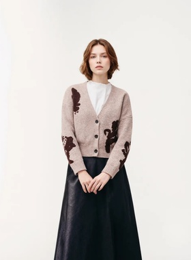 【奢定SHX】2025冬季新款欧美风异域花色叠穿神器V领毛衣针织开衫