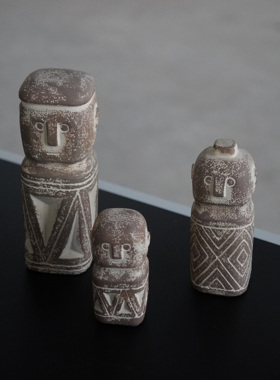 一枚橙 中古仿石雕像小摆件民宿样板间别素侘寂层架装饰插花摆件