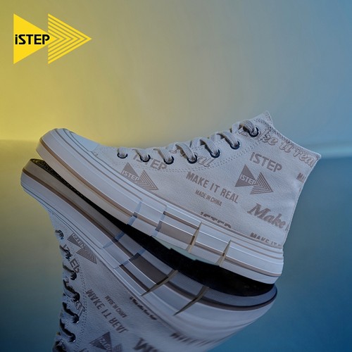 istep原创解构高帮帆布鞋涂鸦