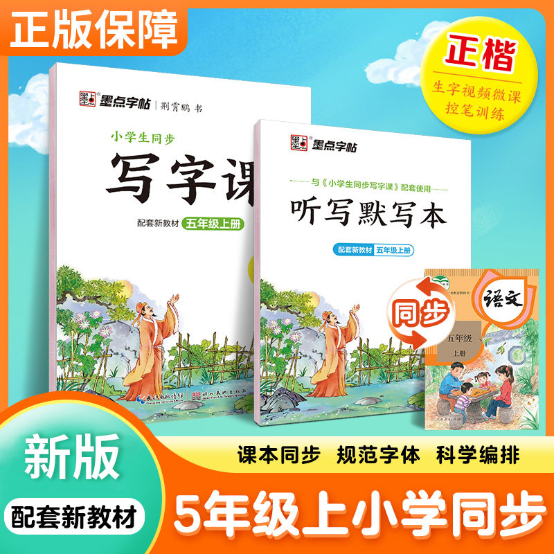 墨点字帖五年级上册语文同步写字课同步字帖人教版部编统编版 小学