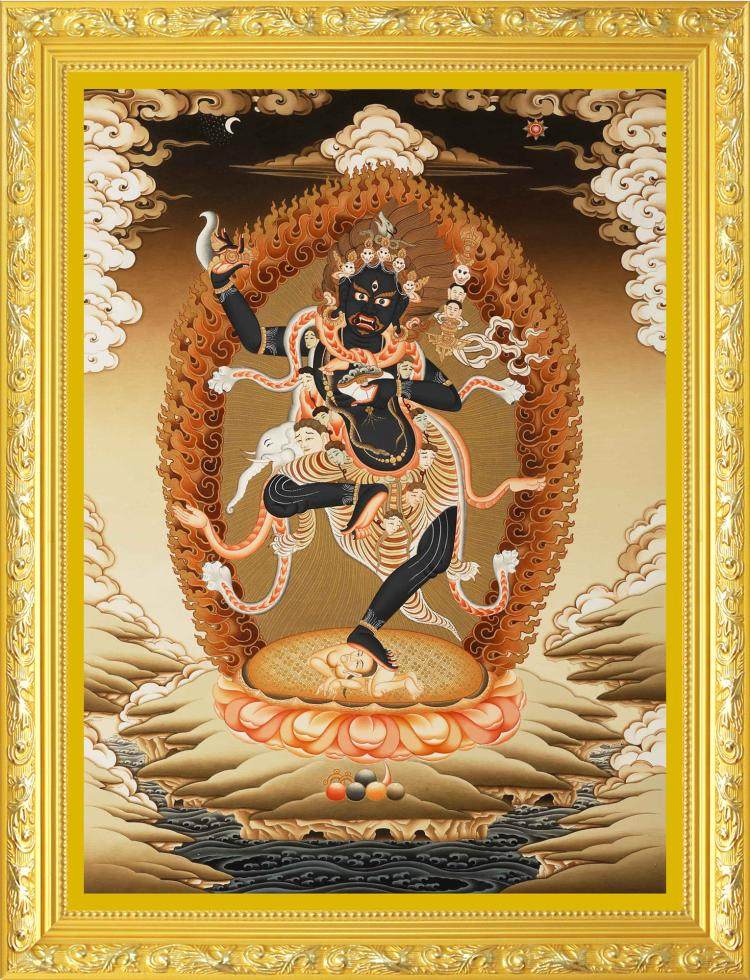 大小款 金刚黑忿怒佛母空行母佛像画像挂像唐卡金刚亥母 可带木框