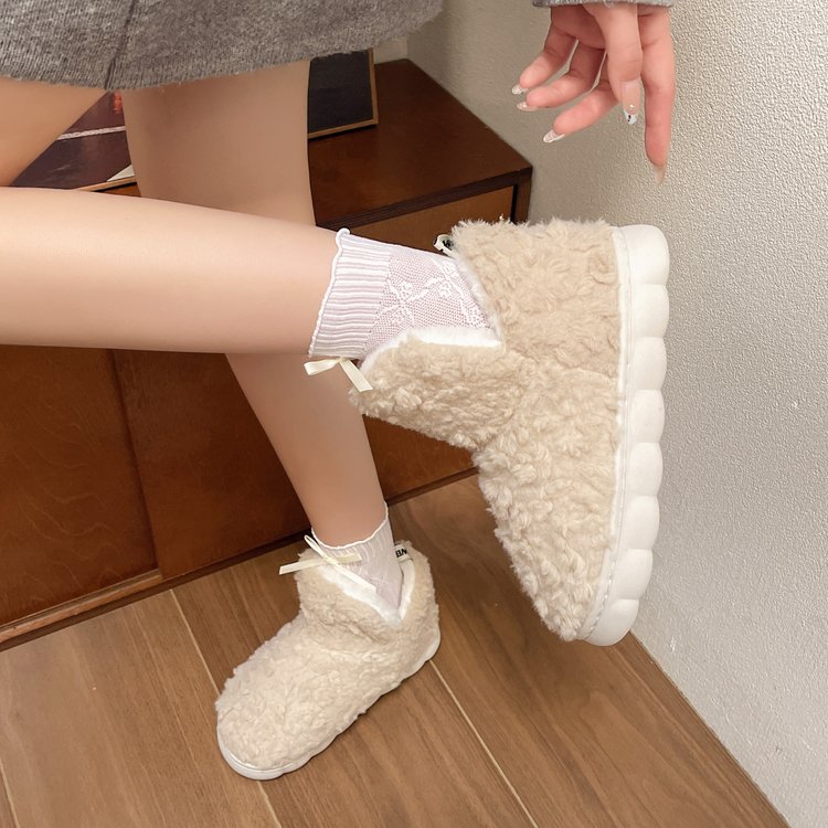 【送运费险】羊羔毛雪地靴女冬季新款外穿加绒保暖厚底棉鞋户外靴