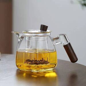 高硼硅玻璃茶壶加厚耐高温木把茶水分离茶具套装花茶壶家用泡茶壶