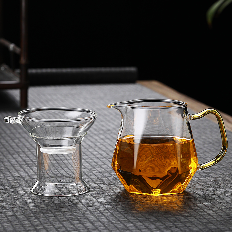 玻璃公道杯钻石带茶漏一体单分