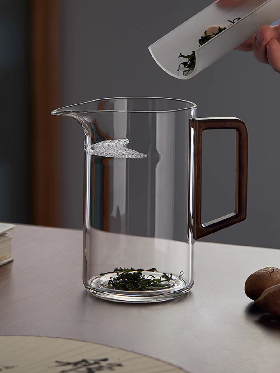 玻璃公道杯茶漏一体高档加厚耐热分茶器功夫茶具配件带盖过滤茶海