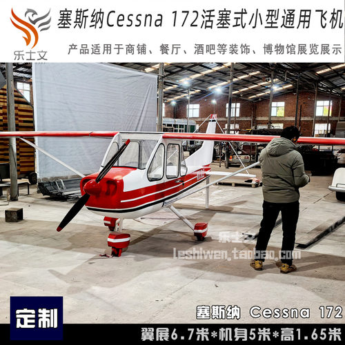塞斯纳Cessna 172活塞式通用航空飞机 大型铁艺飞机 拍摄摄影道具