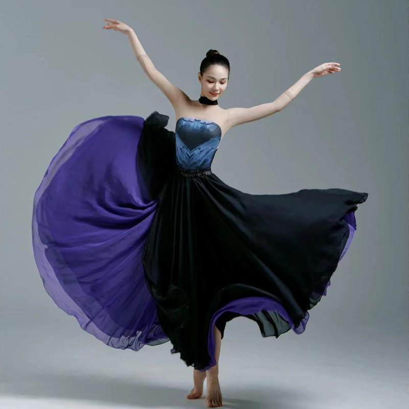 晶晶子乌兰巴托的夜舞蹈服720度古典舞蹈裙双层人世间演出大摆裙,女装/女士精品,民族服装/舞台装,淘宝优惠券,粉丝福利购,淘宝优惠卷