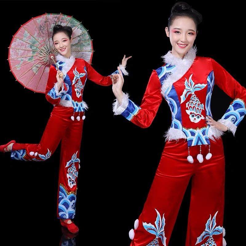 2024新款东北秧歌演出服喜庆舞蹈服装广场舞腰鼓表演服成人女冬款,运动/瑜伽/健身/球迷用品,秧歌服,淘宝优惠券,粉丝福利购,淘宝优惠卷
