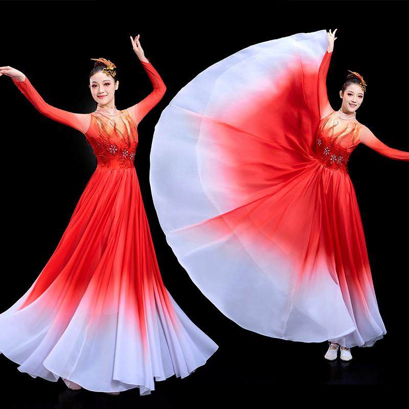 开场舞大摆裙演出服舞蹈灯火里的中国大型舞台装合唱古典广场舞服,女装/女士精品,民族服装/舞台装,淘宝优惠券,粉丝福利购,淘宝优惠卷