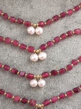 天然巴西红色甜美风碧玺手链包邮