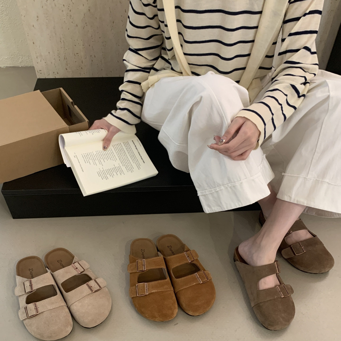 2025新款法式复古包头半拖鞋女外穿无后跟超火时尚百搭勃肯拖鞋