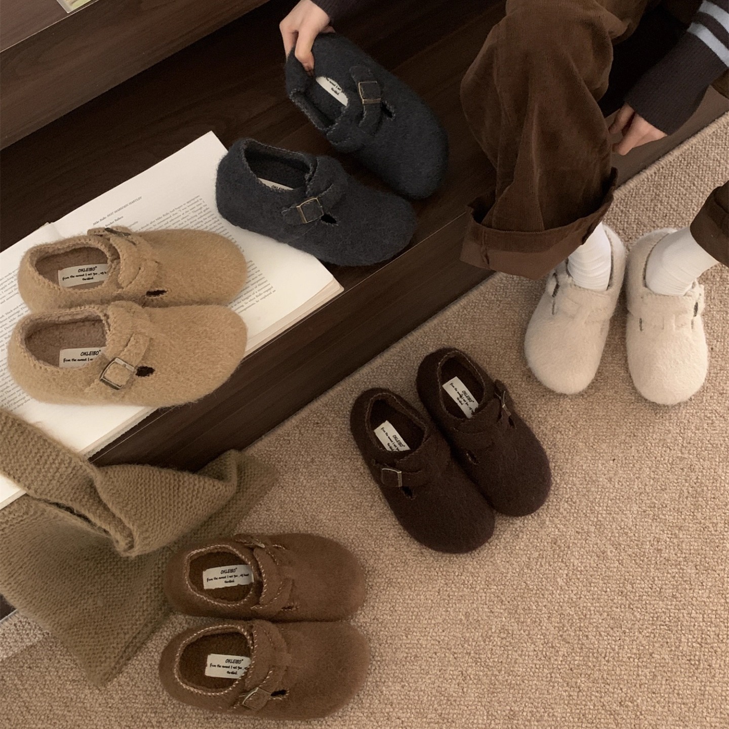 简约风一脚蹬内增高7CM勃肯鞋