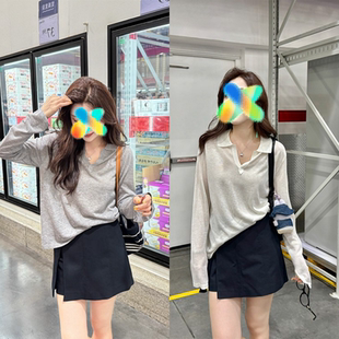 两件套 polo领简约休闲套头针织衫 高腰百搭短裙女韩版 时尚 套装