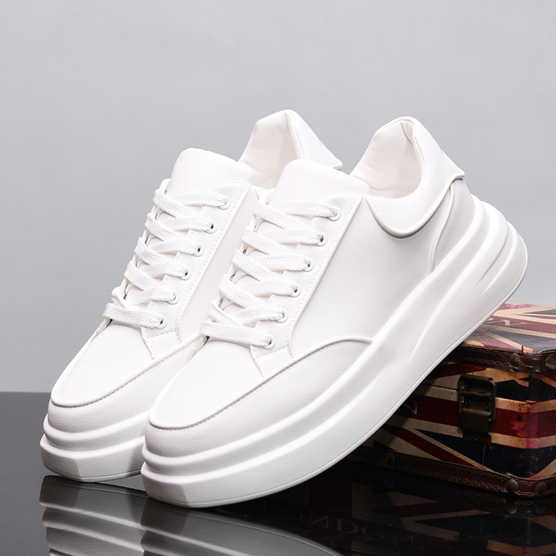 休闲运动小白鞋男真皮厚底休闲时尚松糕休闲鞋情侣百搭运动板鞋KY