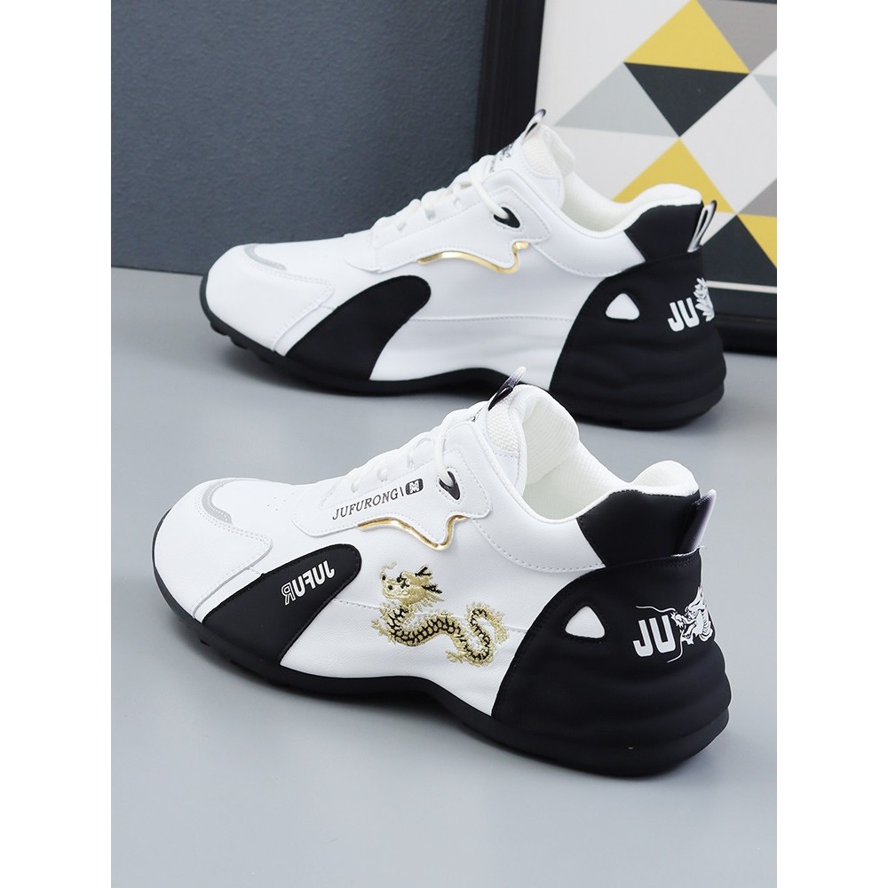 休闲运动真皮男鞋秋季新款刺绣厚底皮蓬老爹鞋潮流时尚百搭低帮休,流行男鞋,老爹鞋,淘宝优惠券,粉丝福利购,淘宝优惠卷