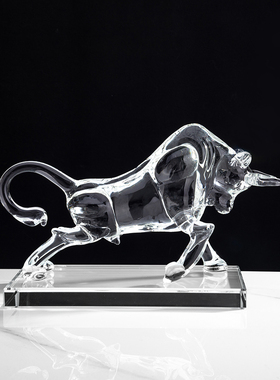 水晶招财牛摆件客厅镇宅摆件