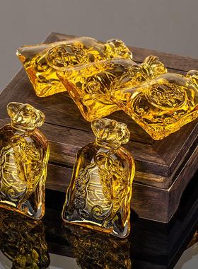 琉璃黄水晶招财钱袋貔貅小摆件