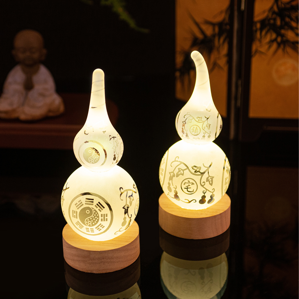 白水晶葫芦小夜灯摆件