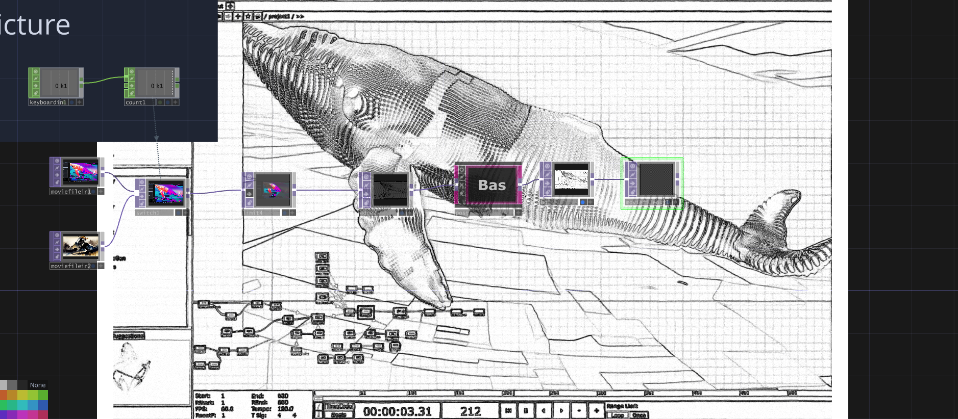 TouchDesigner源文件 黑白描边效果 可替换视频或图片图片