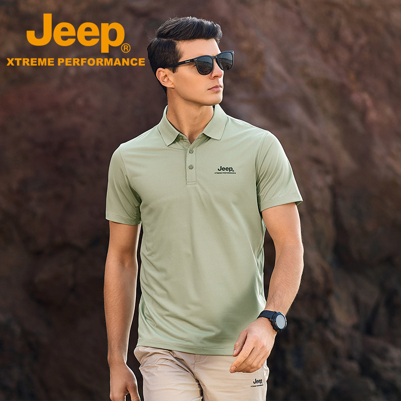 Jeep吉普2025新款Polo衫男夏季翻领速干t恤商务修身透气抗菌短袖