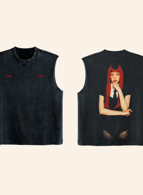 Jennie官网新专辑Ruby红宝石无袖夏季宽松背心男女同款tee