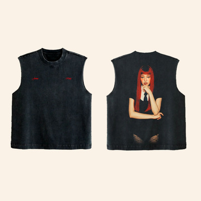 Jennie官网新专辑Ruby红宝石无袖夏季宽松背心男女同款tee