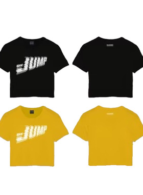 blackpink官网周边同款 JUMP 短款女短袖 T恤高腰楼肚子上衣宽松