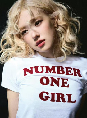 朴彩英Rosie 专辑 Number One 短袖 连帽衫宽松长袖男女同款tee