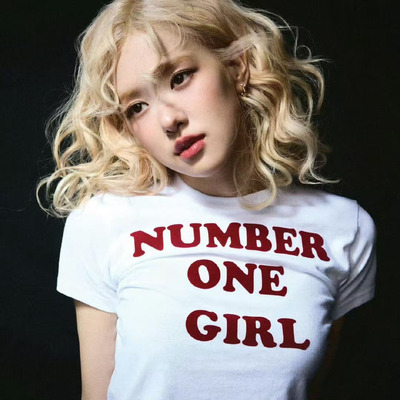 朴彩英Rosie 专辑 Number One 短袖 连帽衫宽松长袖男女同款tee