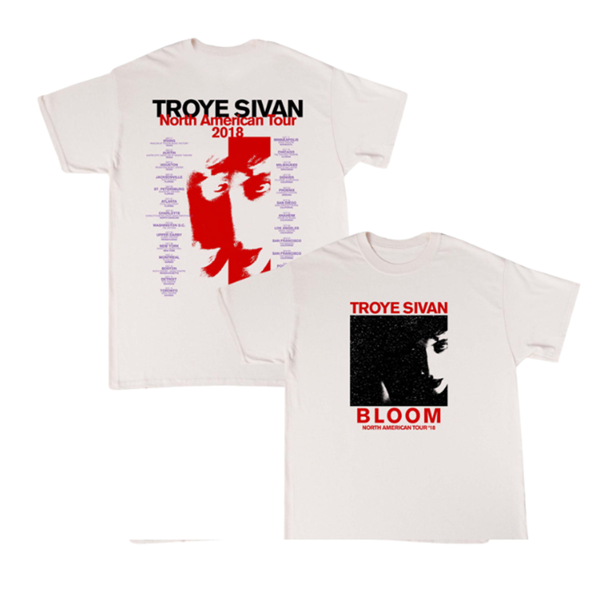 Troye sivan 戳爷周边TOUR TEE - WHITE短袖衣服圆领白色官方T恤T