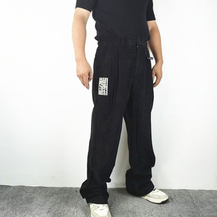 erd24fw忧郁的富二代灯芯绒诗歌贴布直筒休闲直筒水洗西裤卫裤男