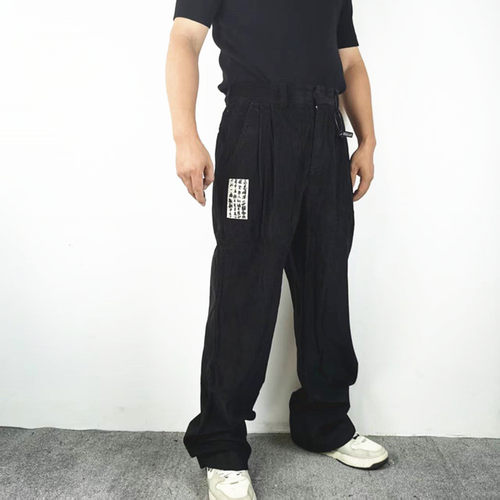 诗歌贴布灯芯绒休闲长裤男卫裤秋