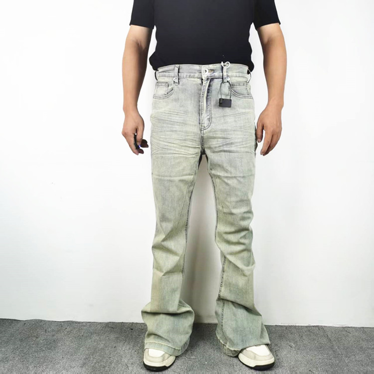 水洗做旧复古堆积褶皱休闲牛仔裤