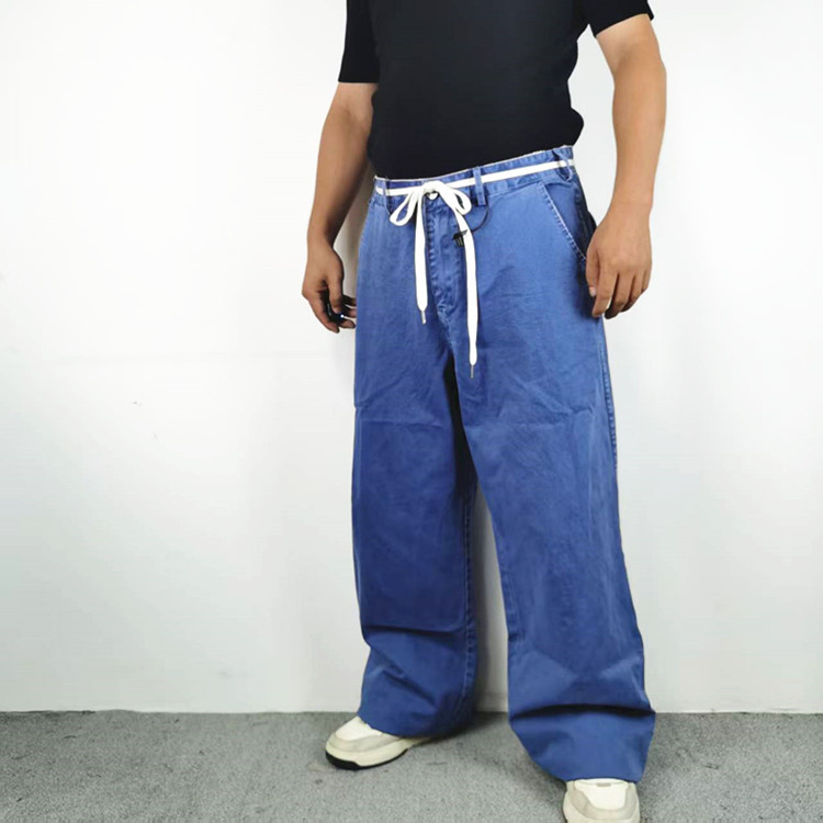 染色做旧阔腿Baggy休闲长工裤裤