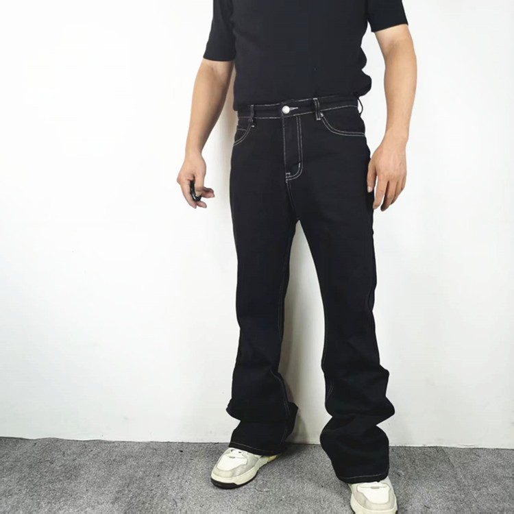 BootCut后跟破坏弯刀微喇牛仔裤