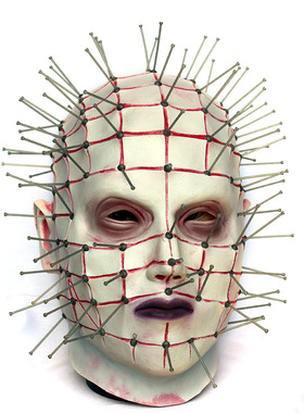 跨境 猛鬼追魂面具 Hellraiser钉子人头搞怪道具地狱之城丧尸角色