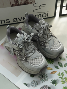 2026年春夏新款真皮厚底增高老爹鞋女百搭双网面透气运动休闲鞋女