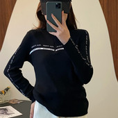 017半拉链字母刺绣毛衣女